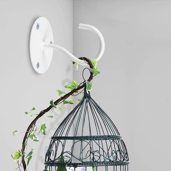 1 sæt vægmonteret krog rustfri robust stærk bæreevne falder ikke ned til ophængning af ting blomsterkurv White