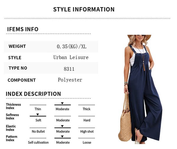 Dam enfärgad avslappnad overall light blue L