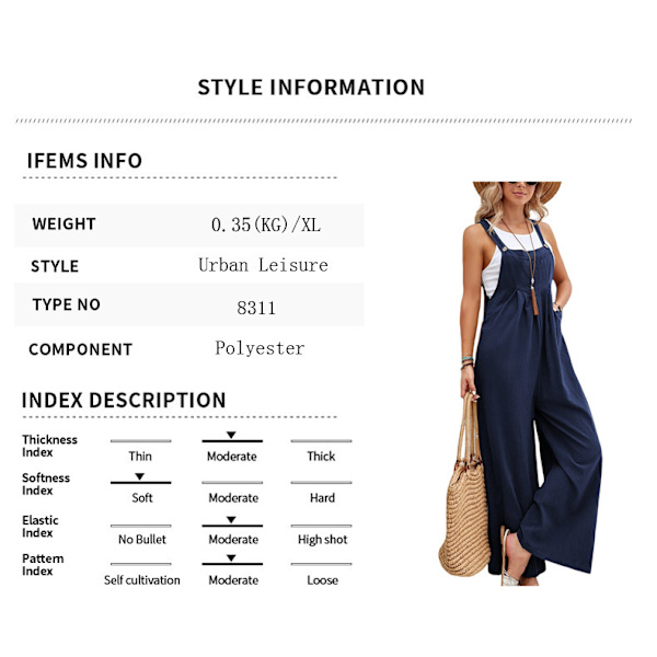 Dame ensfarvede afslappede overalls black S