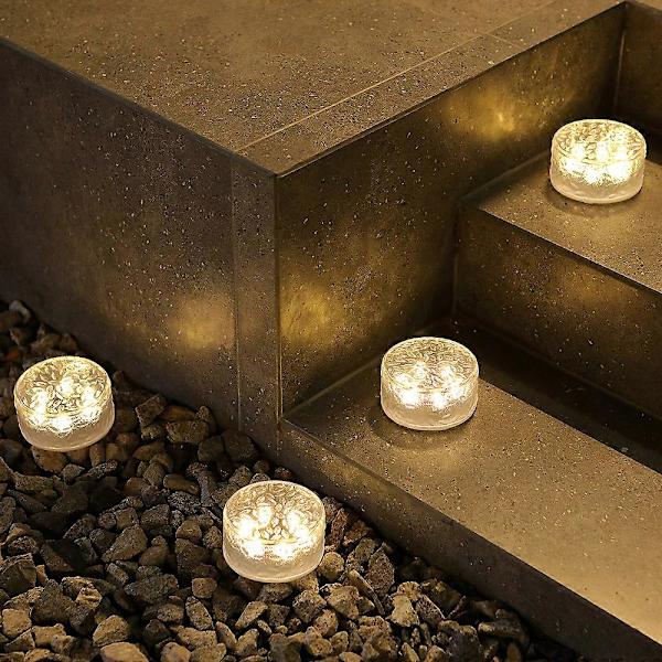Isbricka solcell nedgrävd ljus innergård torg solcell isbricka gräsmatta ljus LED super stark trädgård trappa steg white light Rectangular ice bricks