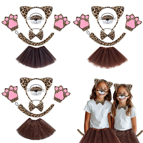 Halloween maskerade rekvisitter engros leopard pannebånd leopard katteører sett E