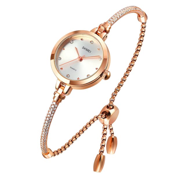 Klocka Dam Analog Quartz Klocka Inlagd Diamantarmband