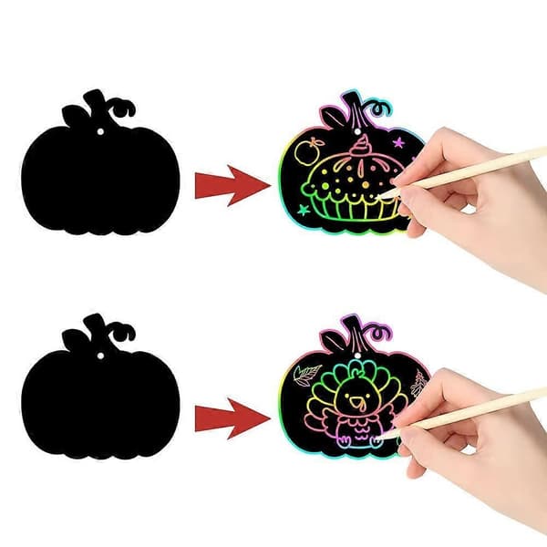(Ny) Thanksgiving-dekorasjon DIY skrapemaling høstfestdekorasjon anheng gresskar skrapekort