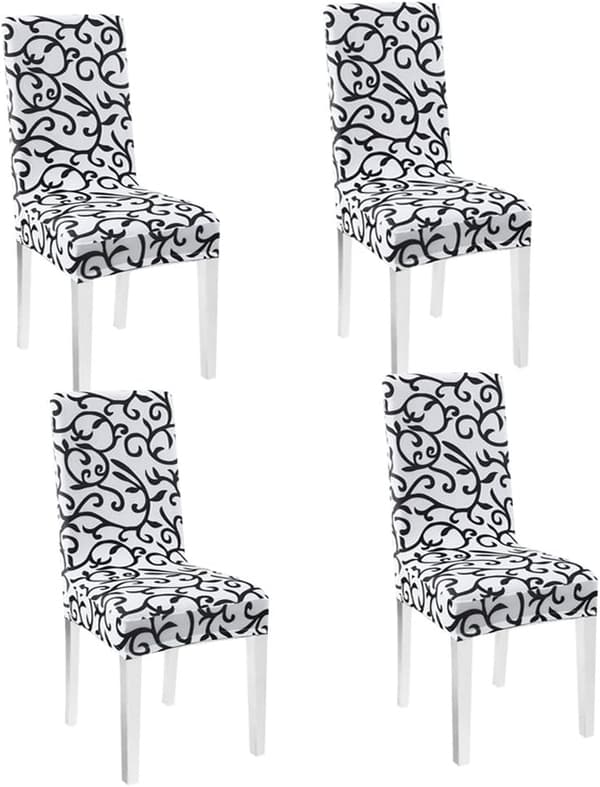 4 stycken stolsöverdrag stretch stolsöverdrag elastiskt stolsöverdrag modernt överdrag elastan stretchöverdrag stretch stolsöverdrag (svart + vitt)