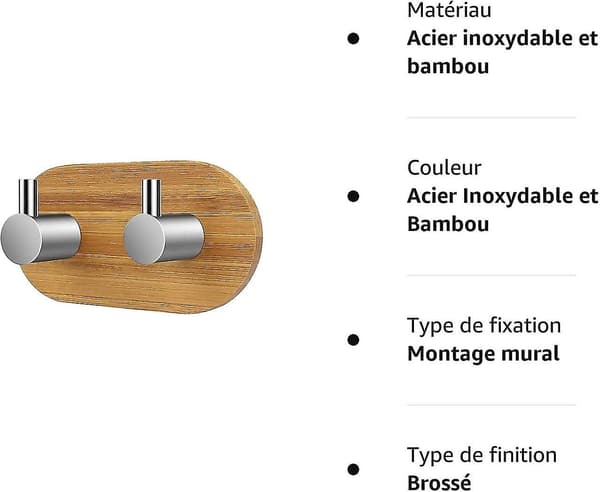 Koukku, Koukut Kylpyhuoneen Pyyhekoukku Keittiön Makuuhuoneen Tarrkoukku, Bambu Ja Ruostumaton Teräs