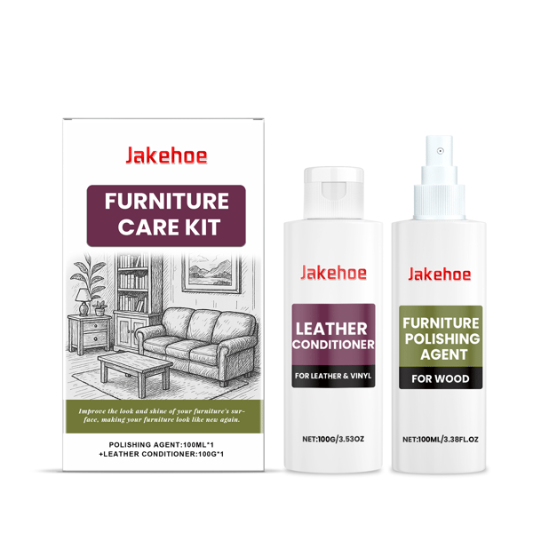 NYTT 100g + 100ml/box Möbelvårdsset - Trä- och lädermöbelvård, renovering, glansunderhåll, portabelt set