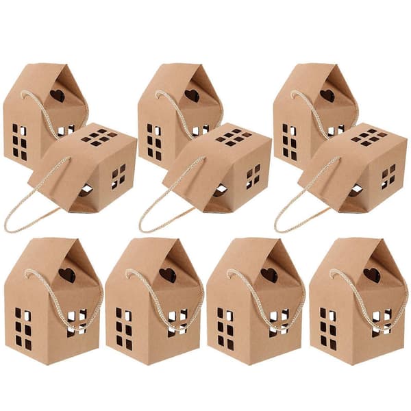 15 st festpresentförpackningar pappersgodislådor handhållna husformade presentförpackningar