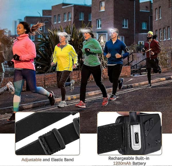 (Ny) Kraftig oppladbar hodelykt, LED-hodelykt IPX4 vanntett hodelykt