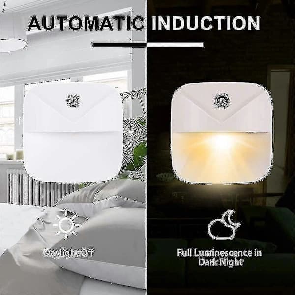 6-pakning sensor nattlys, smarte LED nattlys, varmt lys LED sensorlys