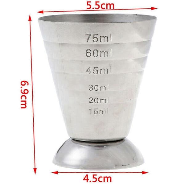(NY) 75 ml målebæger i rustfrit stål Jigger Shot Drink Spirit Mixed Cocktail Bægerglas