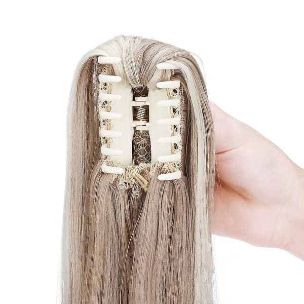 22\" lang glat hestehale-extension med klemme til kvinder sandy & bleach blonde