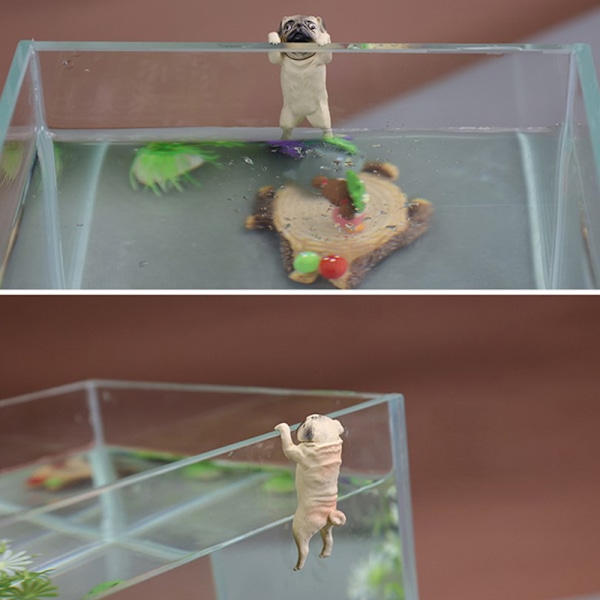 Kreativa hundprydnader för akvarium PVC Kawaii tecknade hundar Cli A3