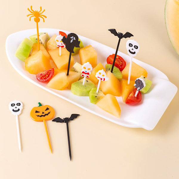 6/10 st Halloween fruktgaffel i plast för barn Snack Dessert Decorat A