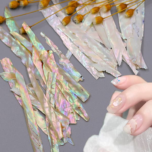 Nails Abalone Shell Slice Nail Art Stickers Glitter Paljett Frag Nude