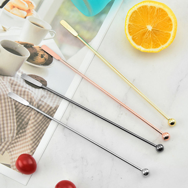 Rostfritt stål Cocktail Drink Stirring Sticks Återanvändbar Bartend Silver