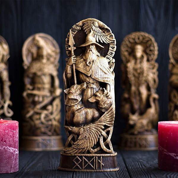 Freyja staty nordisk gud snida altare Heathen Asatru Viking Gud A