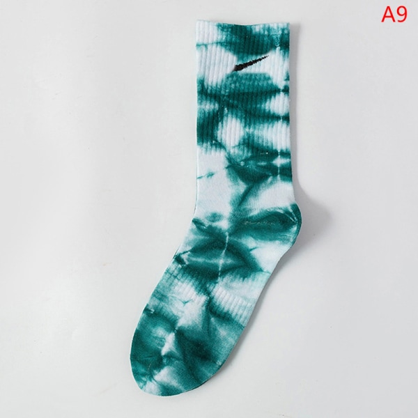 Tie-dye Socks European and Street Ins Hip-hop Tide Brand Coupl Dark green