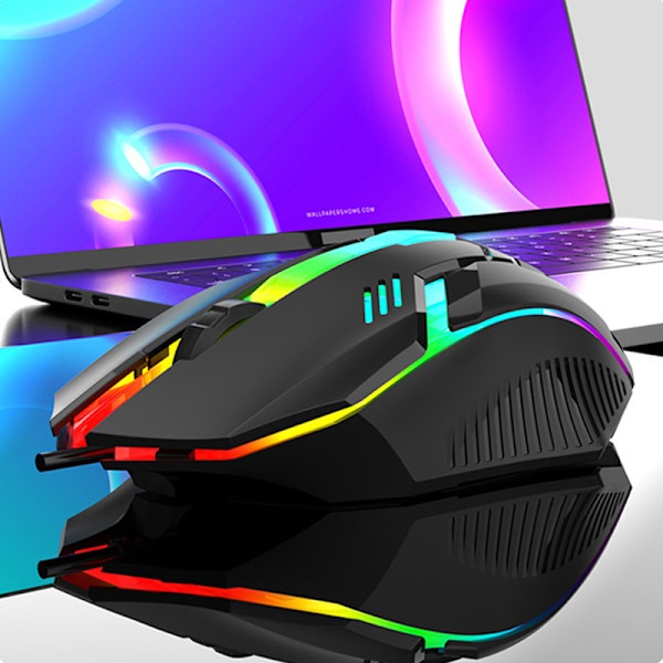 USB Wired Gaming Mouse 1200DPI 3-knappar Tyst Mause Bakgrundsbelyst P black