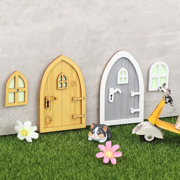 1Set Dollhouse Miniatyrfluorescerande Fairy Elf Dörrfönsterläge 4#