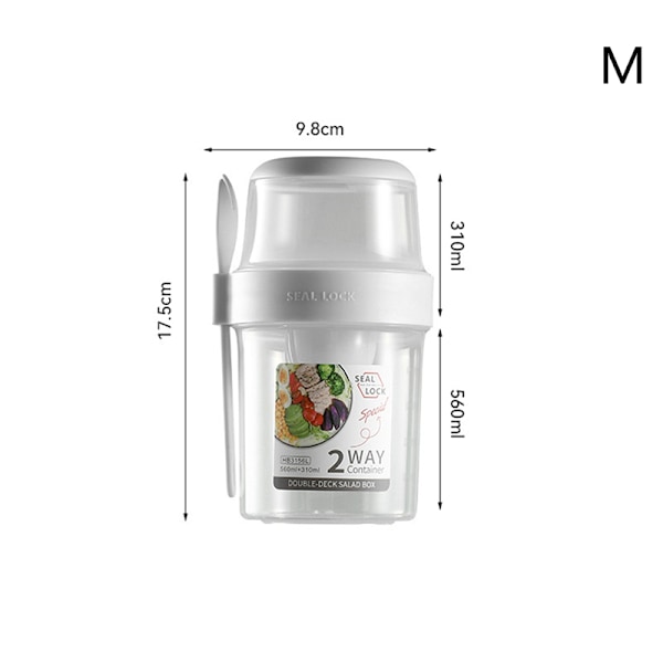 Frukost Havregryn spannmål nötter Yoghurt sallad kopp tätningsbehållare White 560ml
