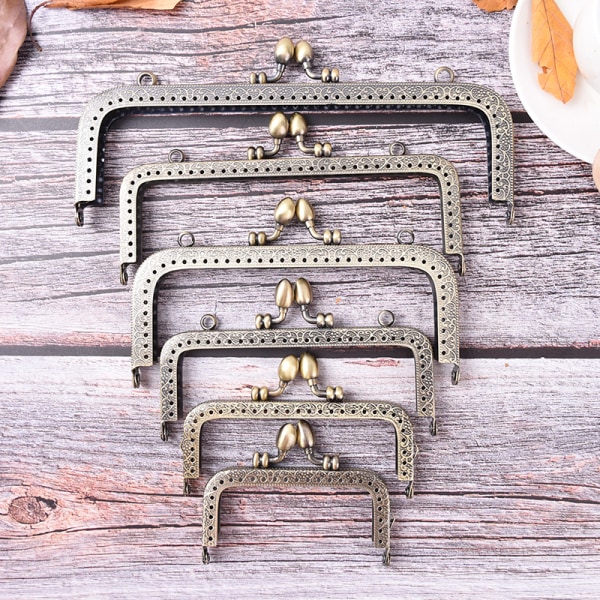 Brons DIY Plånbok Handväska Handtag Metall Kiss Lock Ram Handtag 20CM