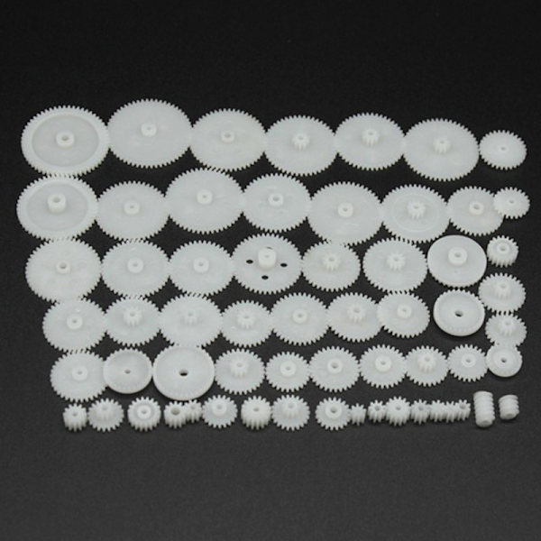 58st/ set Gör-det-själv-modell Motorväxelsats 0,5 Modulus Plastic Gear Pac