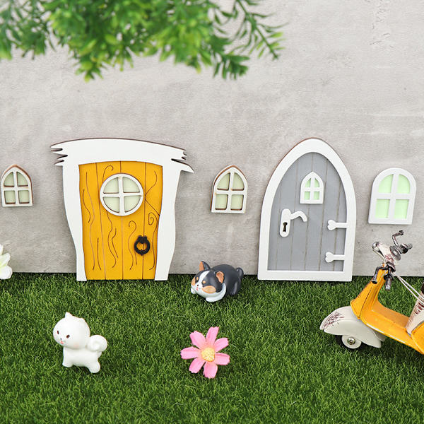 1Set Dollhouse Miniatyrfluorescerande Fairy Elf Dörrfönsterläge 2#