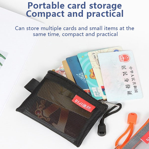 Mini Mesh Myntväskor Pengar Hörlurar Data Line Storage Bags Credi Black