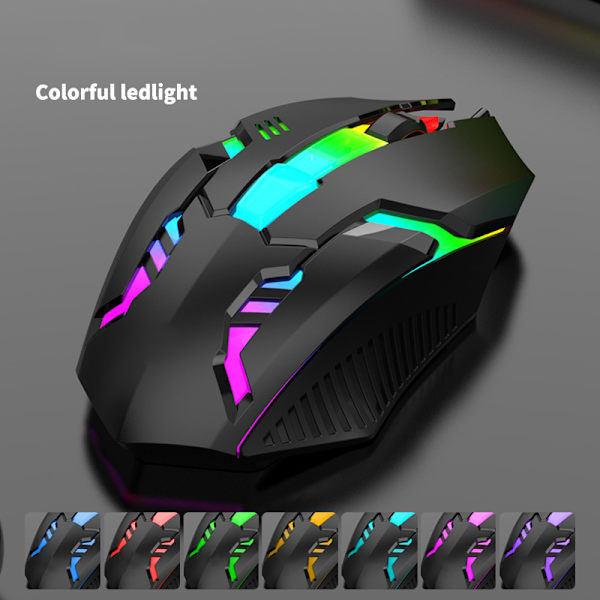 USB Wired Gaming Mouse 1200DPI 3-knappar Tyst Mause Bakgrundsbelyst P black