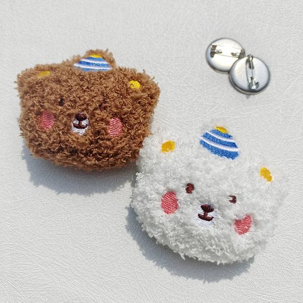 e Tecknad plysch Björn Brosch För Tjejkläder Badge Pins Backpac Beige