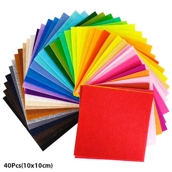 Nonwoven filttyg 10x10cm Patchwork tygpaket för barn Sc 40Pcs