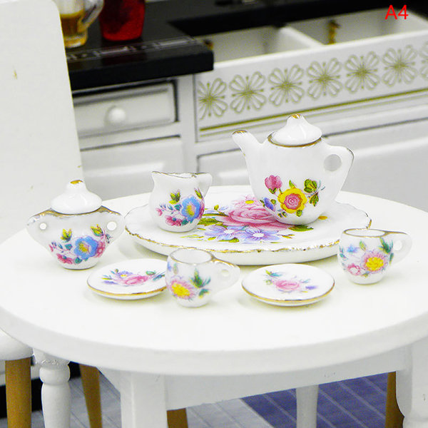 Set i miniatyr porslin Bordsservis Kök Dollhouse Tea A4