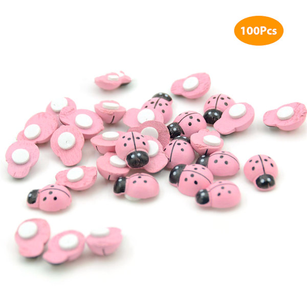 100 st Mini Träbagge DIY Handgjord Craft Kylskåp Wall Sticke mixed color