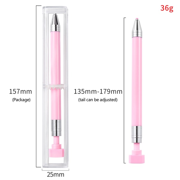 Nail Art Wax Pen Clear Rotary Push Rhinestones Pencil Spiral Pi Pink