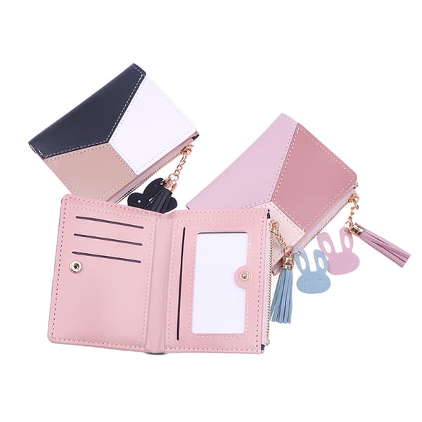 Kort tofs Plånbok Damväska Mini Myntväska Kortficka Pink