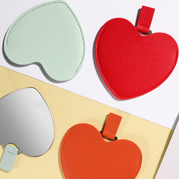 Makeup Mirror Make Up Pocket Heart Compact Makeup Stainless Ste Red