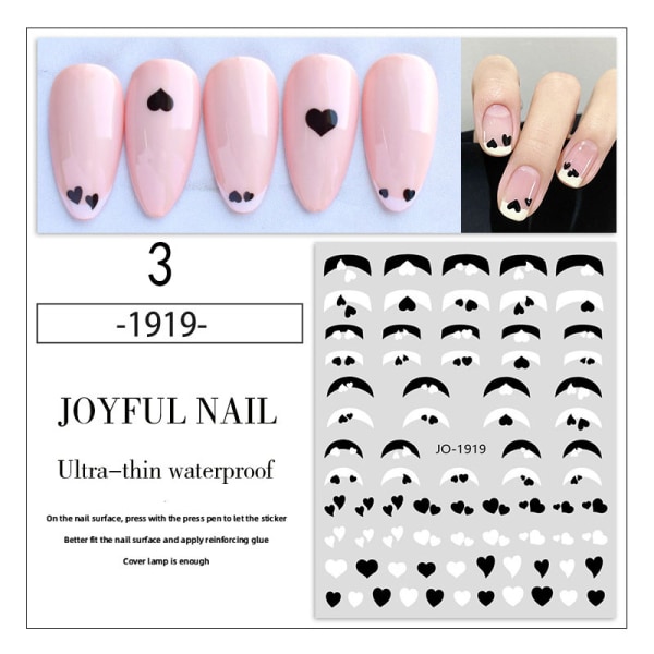 Kontrastfärg Gradient Love Nail Sticker Lovely Typ Style Nai 3