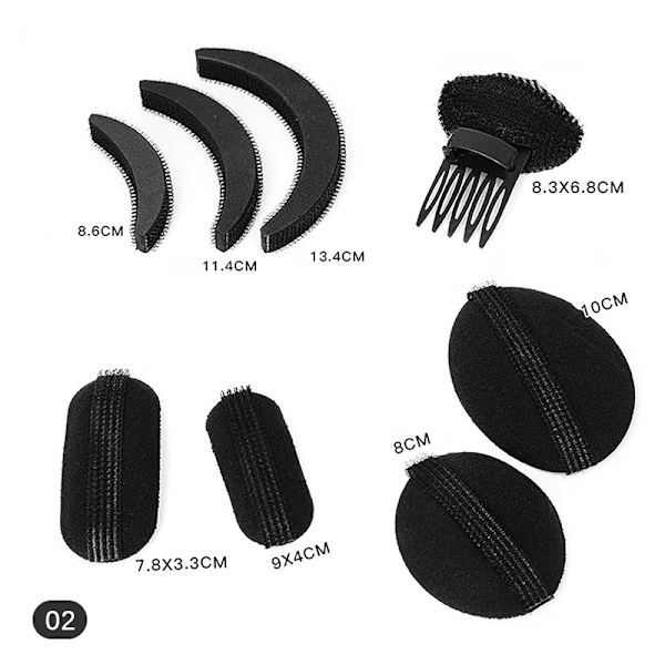 8 Styck/ Set Hår Fluffigt Svamp Hår Bas Styling Insert Verktyg Hår 02