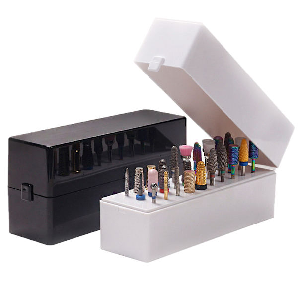 30 Hål Spikborr Slipning Bits Box Container Förvaring Nail Art White