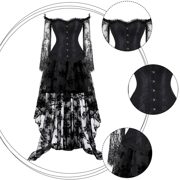 steampunk korsett klänning renässans korsett klänning dam gotisk White L  9af8 | White | L | Fyndiq