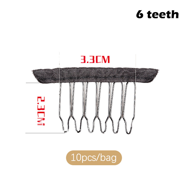 10st kamklämma Hårförlängningsklämmor Peruktillverkningsklämmor Metall C Black 6 teeth