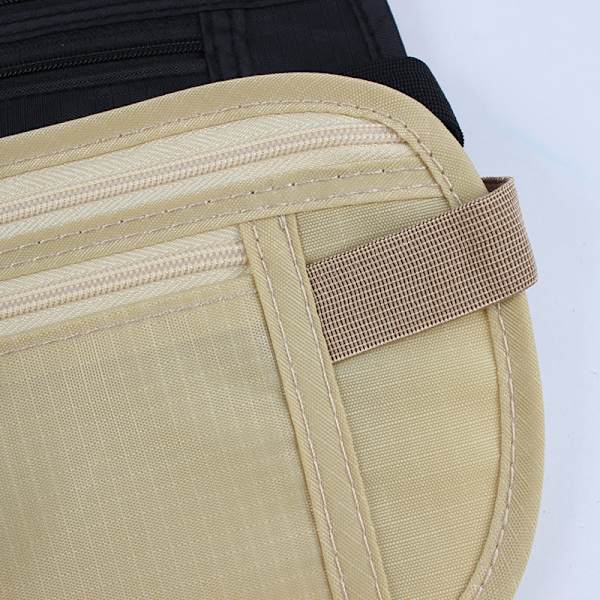 1PC Invisible Travel Waist Packs Midjepåse för passpengar Black