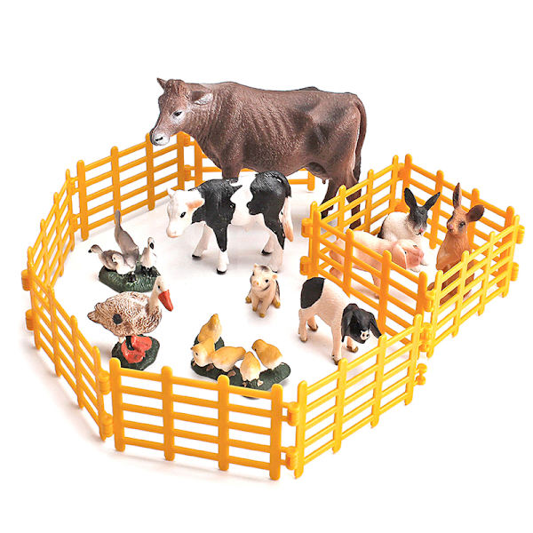 DIY Barnleksaker Simulering Djur Farm Fjäderfä Stängsel Modeller Förbi Large