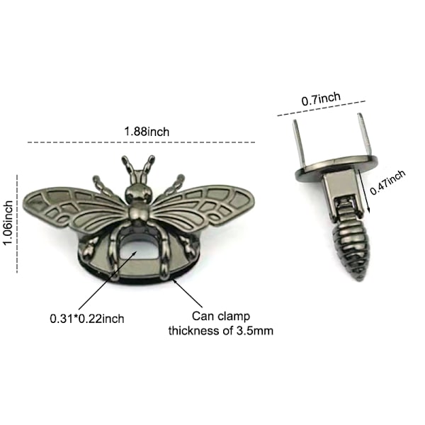 Metal Bee Form Turn Lock Retro Väska Lås Hårdvara Craft Bag Pu Ancient gold