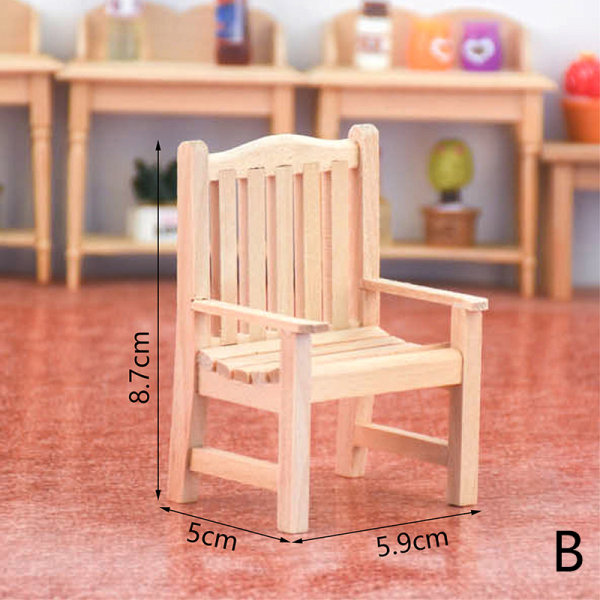 1/12 Dollhouse Miniatyr Dubbelbänk Enkelstol Modell DIY Ac B
