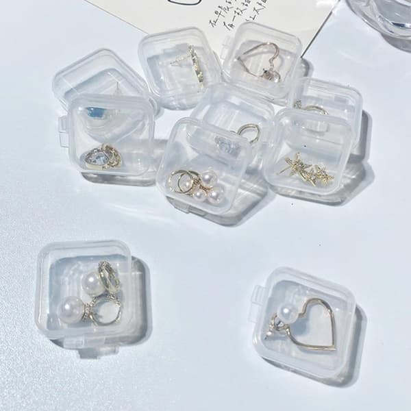 10st Mini Plast Square Transparent Smycken Organizer Förvaring 10pcs