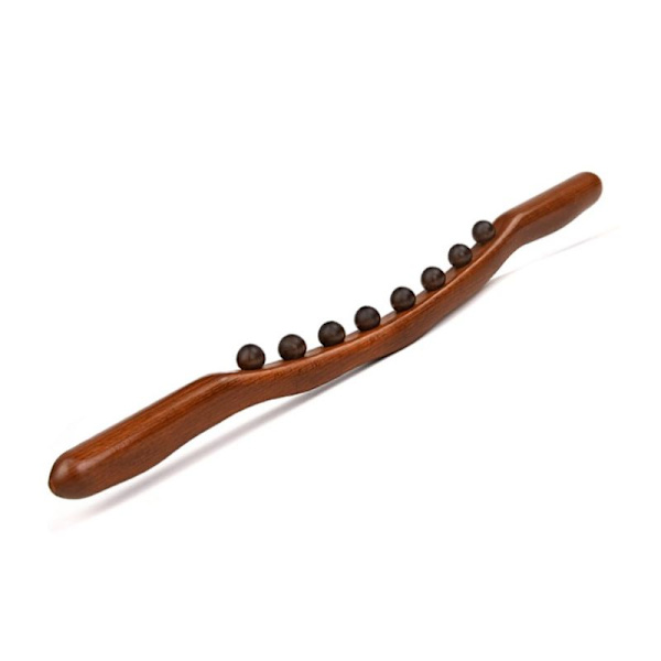 8 pärlor Gua Sha Massage Stick Kolsyrat trä Back Body Meridia 1