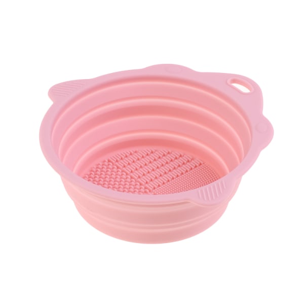 Färgglad mjuk silikon sminkborste Vikbar rengöringsskål Makeu Pink