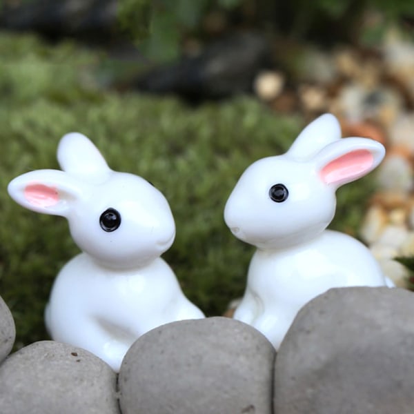 10 st och Mini Resin Bunnies Miniatyrfigurer 3D Little White O