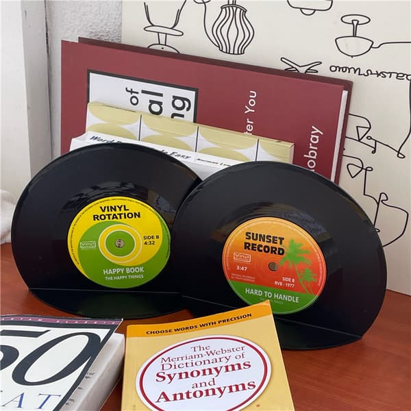 Vinyl CD Bokstöd Creative Record Bokställ Skrivbordsdekoration
